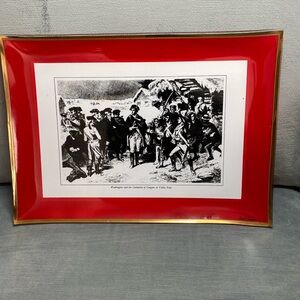Vintage Glass Serving Tray featuring “Washington at Valley Forge” 14” x10” EUC